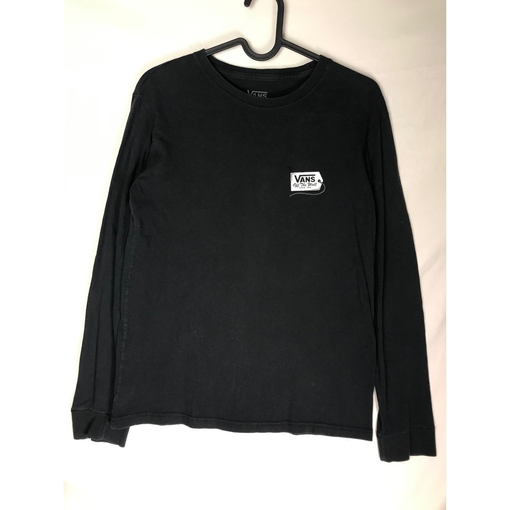 Vans Kids Black Long Sleeve Christmas Skeleton Santa Graphic Tee Shirt M 10-12
